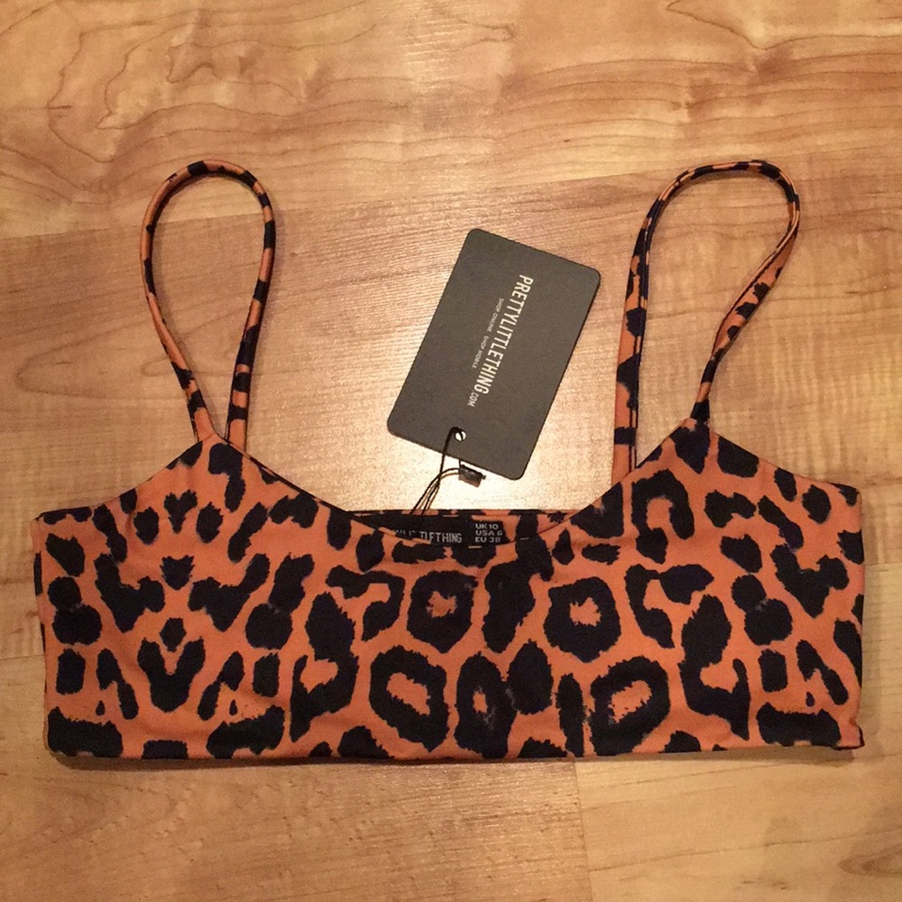 Pretty Little Thing cheetah print bikini top